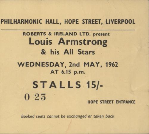 Louis Armstrong Satchmo - Third British Tour April-May 1962 + ticket stub - Autographed tour programme UK LOATRSA878573