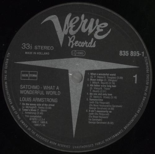 Louis Armstrong Satchmo - What A Wonderful World vinyl LP album (LP record) UK LOALPSA856978