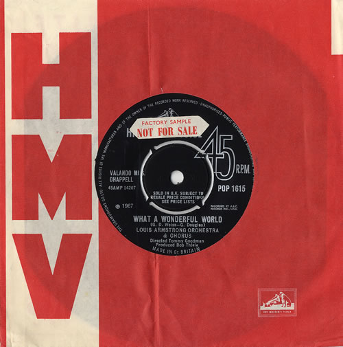 Louis Armstrong What A Wonderful World - Sample 7" vinyl single (7 inch record / 45) UK LOA07WH480754