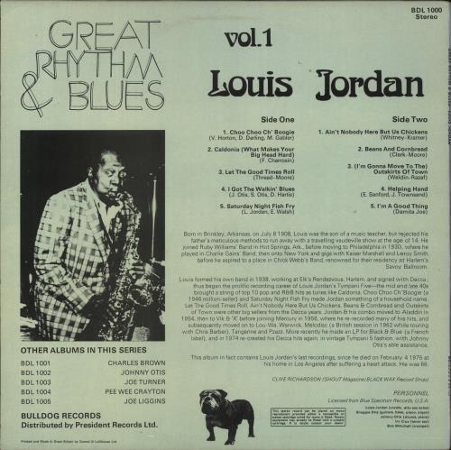 Louis Jordan Great Rhythm & Blues vinyl LP album (LP record) UK LJDLPGR477930