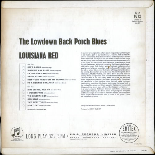 Louisiana Red The Lowdown Back Porch Blues vinyl LP album (LP record) UK LO2LPTH528025
