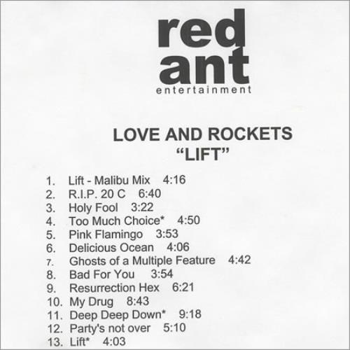 Love & Rockets Lift CD-R acetate US L&RCRLI113810