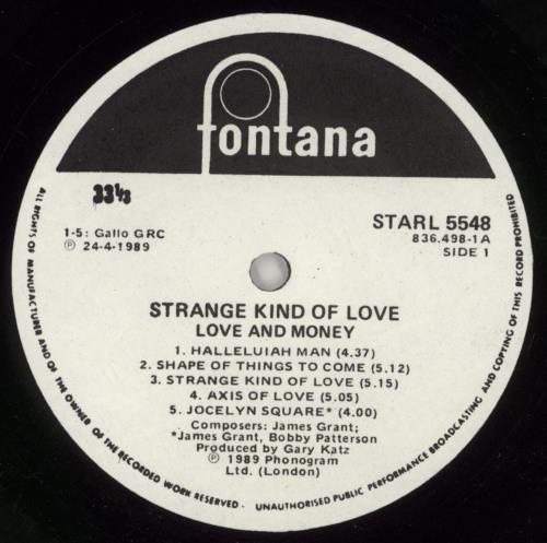 Love And Money Strange Kind Of Love vinyl LP album (LP record) South African L&MLPST869349