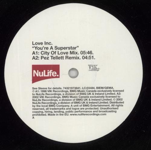 Love Inc. You're A Superstar 12" vinyl single (12 inch record / Maxi-single) UK LNC12YO870621