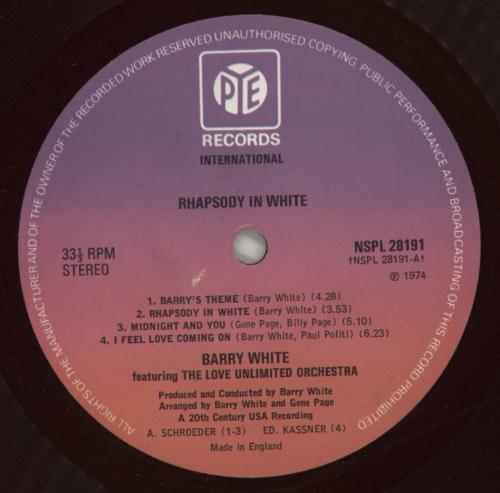 Love Unlimited Orchestra Rhapsody In White vinyl LP album (LP record) UK LUOLPRH346143