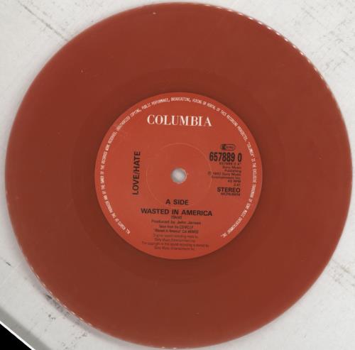 Love/Hate Wasted In America - Red Vinyl 7" vinyl single (7 inch record / 45) UK L3207WA851964