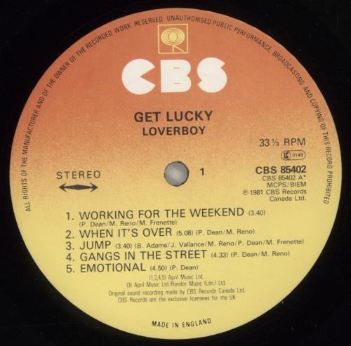 Loverboy Get Lucky vinyl LP album (LP record) UK LA-LPGE516772