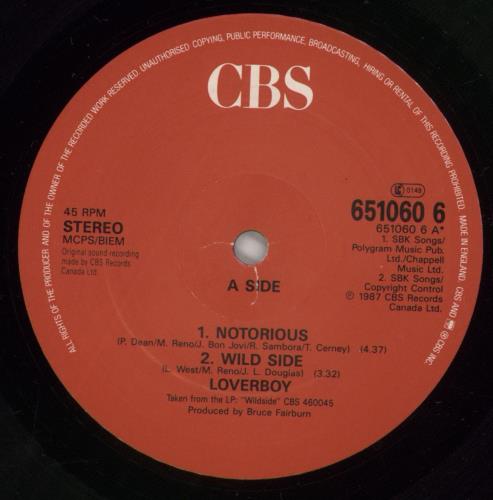 Loverboy Notorious 12" vinyl single (12 inch record / Maxi-single) UK LA-12NO277422