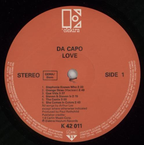 Love Da Capo vinyl LP album (LP record) German LOVLPDA772344