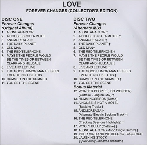Love Forever Changes CD-R acetate UK LOVCRFO435547