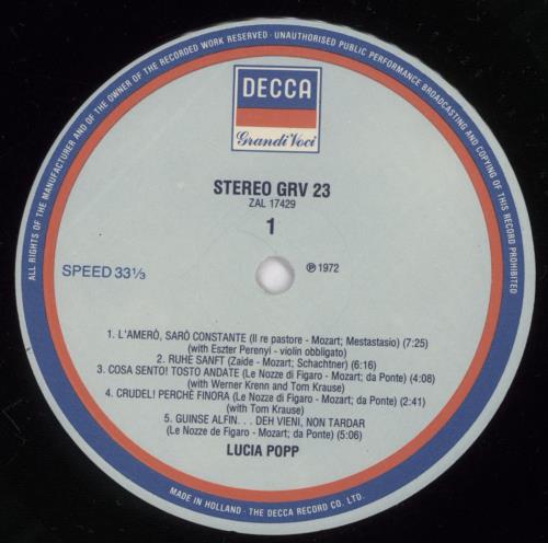 Lucia Popp Mozart vinyl LP album (LP record) Dutch Q-4LPMO892576