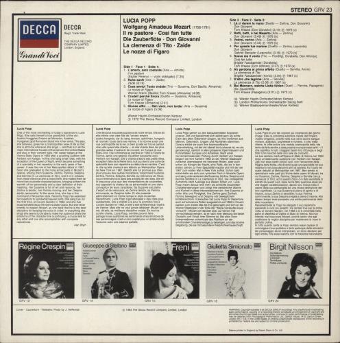 Lucia Popp Mozart vinyl LP album (LP record) Dutch Q-4LPMO892576