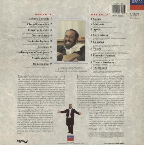 Luciano Pavarotti The Essential Pavarotti vinyl LP album (LP record) UK PAVLPTH495503