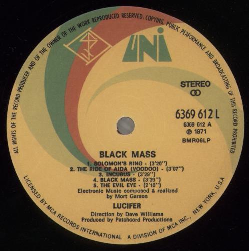 Lucifer [Mort Garson] Black Mass vinyl LP album (LP record) French 98ILPBL882427