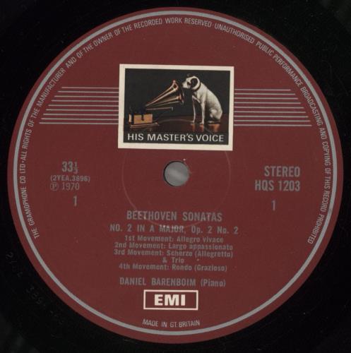 Ludwig Van Beethoven Beethoven Sonatas: No. 2 In A, Op. 2, No. 2; No. 24 In F Sharp, Op. 78; No. 30 In E, Op. 109 vinyl LP album (LP record) UK LVBLPBE880493