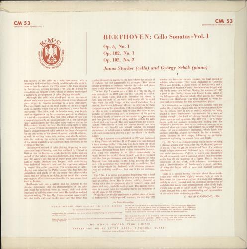 Ludwig Van Beethoven Beethoven: Cello Sonatas Vol. 1 vinyl LP album (LP record) UK LVBLPBE856714