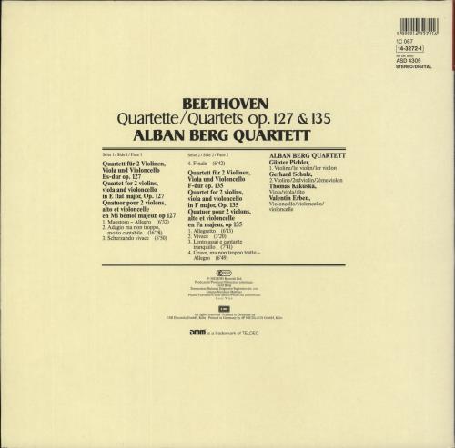 Ludwig Van Beethoven Beethoven: Quartette / Quartets Op.127 & 135 vinyl LP album (LP record) German LVBLPBE877798