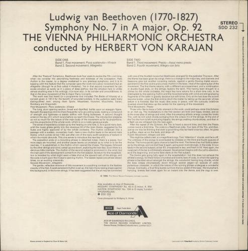Ludwig Van Beethoven Beethoven: Symphony No. 7 In A vinyl LP album (LP record) UK LVBLPBE880189