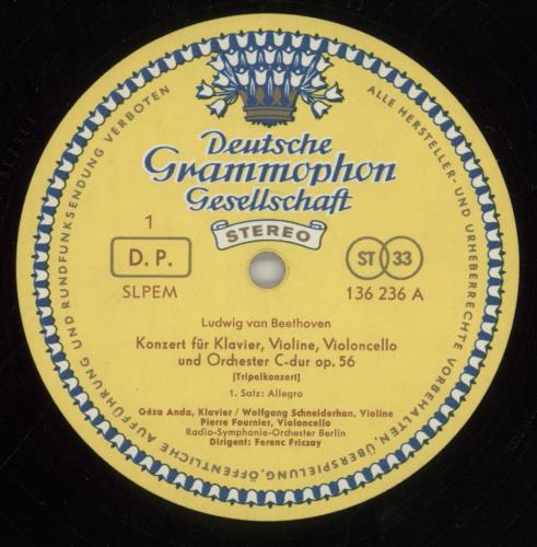 Ludwig Van Beethoven Beethoven: Tripelkonzert = Triple Concerto vinyl LP album (LP record) German LVBLPBE859501