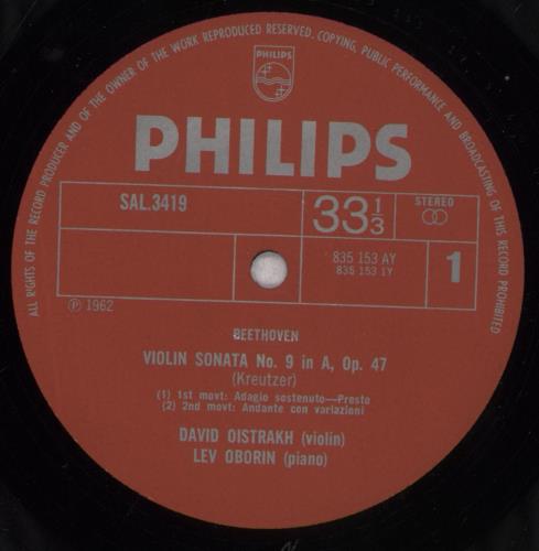 Ludwig Van Beethoven Beethoven: Violin Sonatas IV: No. 9 Op. 47 "Kreutzer" ? No 4 Op. 23 vinyl LP album (LP record) Dutch LVBLPBE837744