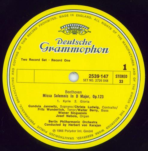 Ludwig Van Beethoven Missa Solemns 2-LP vinyl record set (Double LP Album) UK LVB2LMI805054