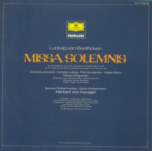 Ludwig Van Beethoven Missa Solemns 2-LP vinyl record set (Double LP Album) UK LVB2LMI805054