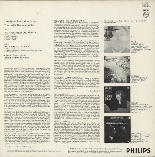 Ludwig Van Beethoven Sonatas For Piano And Violin Op.30, Nos. 2 And 3 vinyl LP album (LP record) Dutch LVBLPSO874824