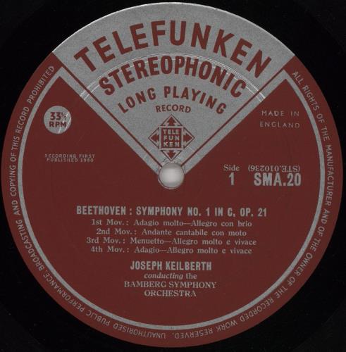 Ludwig Van Beethoven Symphony No. 1 in C, Op.21 / Symphony No. 8 in F, Op.93 vinyl LP album (LP record) UK LVBLPSY763458