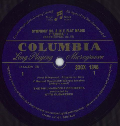 Ludwig Van Beethoven Symphony No. 3 in E Flat Major, Op.55 ("Eroica") vinyl LP album (LP record) UK LVBLPSY851139