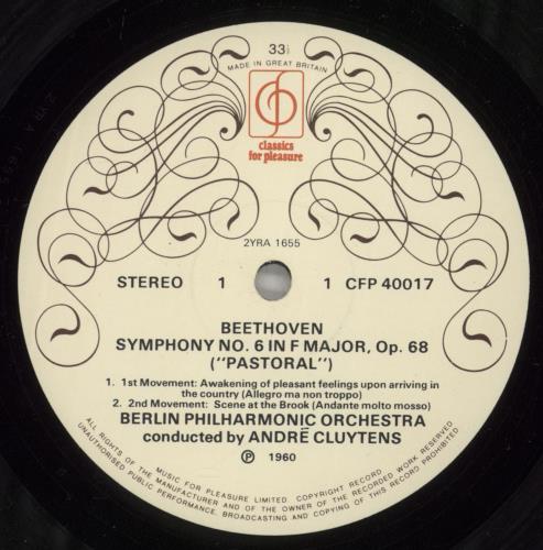 Ludwig Van Beethoven Symphony No. 6 in F vinyl LP album (LP record) UK LVBLPSY882348