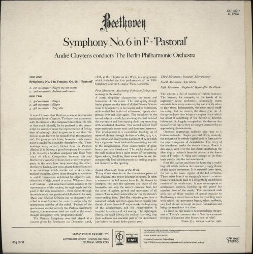 Ludwig Van Beethoven Symphony No. 6 in F vinyl LP album (LP record) UK LVBLPSY882348