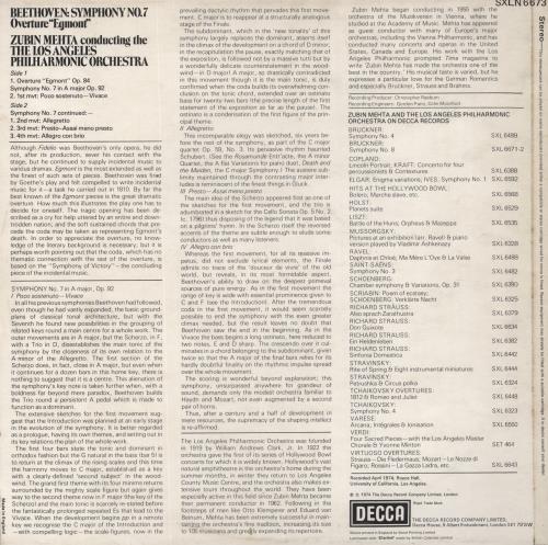 Ludwig Van Beethoven Symphony No. 7 / Overture "Egmont" vinyl LP album (LP record) UK LVBLPSY710903