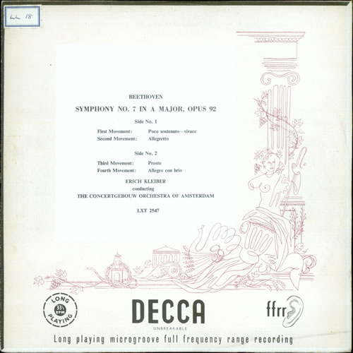 Ludwig Van Beethoven Symphony No. 7 in A Major, Op 92 vinyl LP album (LP record) UK LVBLPSY525162