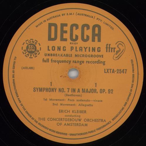 Ludwig Van Beethoven Symphony No. 7 in A Major vinyl LP album (LP record) UK LVBLPSY757231