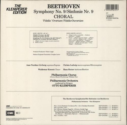 Ludwig Van Beethoven Symphony No. 9 "Choral" / Fidelio Overture vinyl LP album (LP record) UK LVBLPSY860625