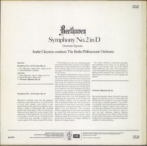 Ludwig Van Beethoven Symphony No.2 In D / Overture: Egmont vinyl LP album (LP record) UK LVBLPSY804545