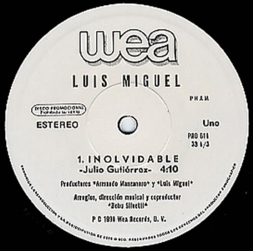 Luis Miguel Inolvidable 12" vinyl single (12 inch record / Maxi-single) Mexican LUI12IN233270