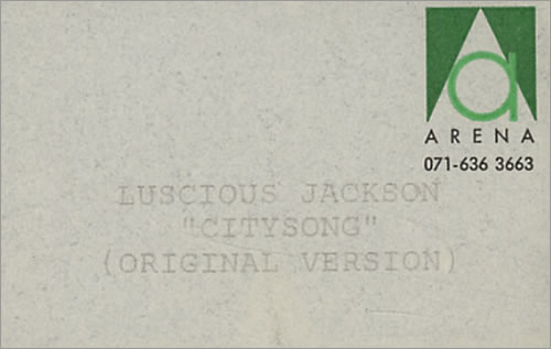 Luscious Jackson City Song video (VHS or PAL or NTSC) UK LJKVICI177504