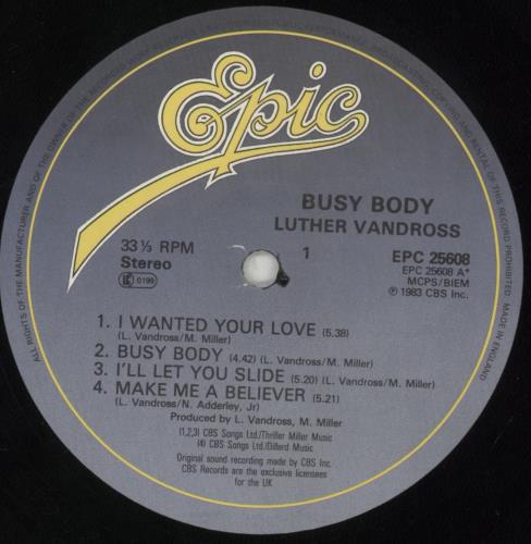 Luther Vandross Busy Body vinyl LP album (LP record) UK LUTLPBU240860