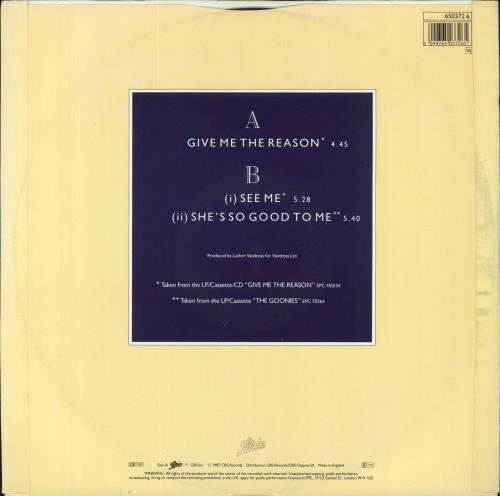 Luther Vandross Give Me The Reason 12" vinyl single (12 inch record / Maxi-single) UK LUT12GI522053