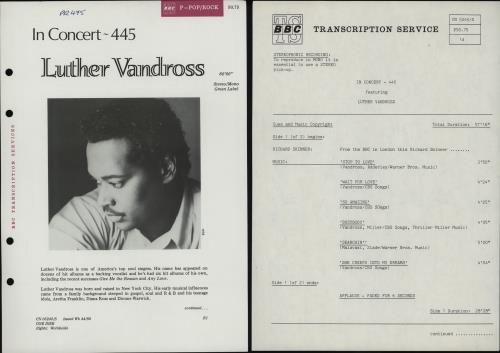 Luther Vandross In Concert - 445 vinyl LP album (LP record) UK LUTLPIN763546