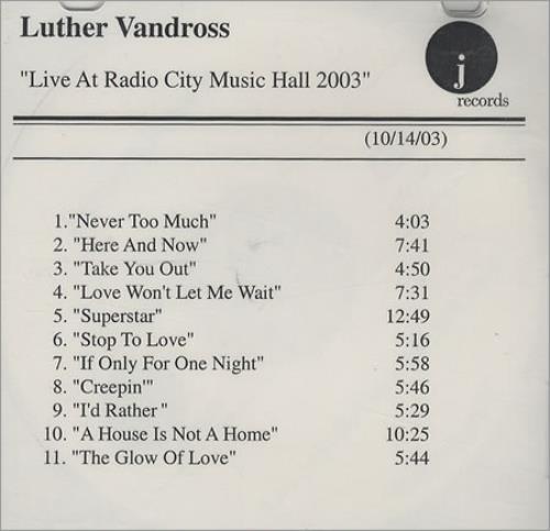 Luther Vandross Live At Radio City Music Hall 2003 CD-R acetate US LUTCRLI270493