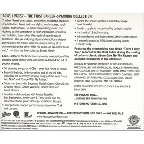 Luther Vandross Love, Luther CD-R acetate US LUTCRLO418230