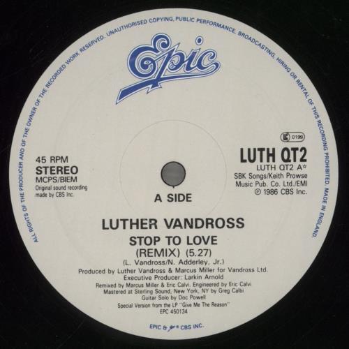 Luther Vandross Stop The Love 10" vinyl single (10 inch record) UK LUT10ST660081