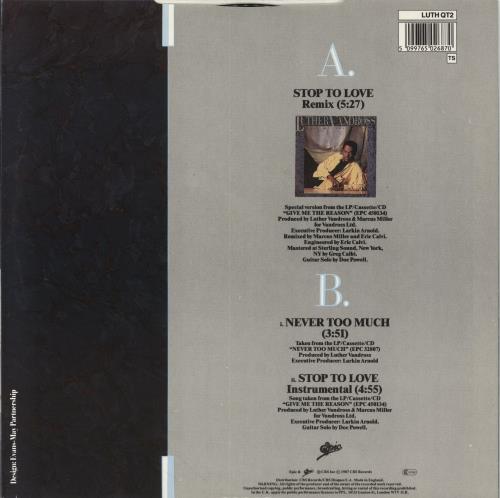 Luther Vandross Stop The Love 10" vinyl single (10 inch record) UK LUT10ST660081
