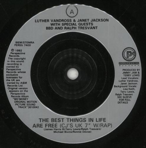 Luther Vandross The Best Things In Life Are Free 7" vinyl single (7 inch record / 45) UK LUT07TH243213