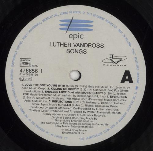 Luther Vandross Songs LPレコード Luther Vandross Songs UK vinyl LP album (LP record) (855149)