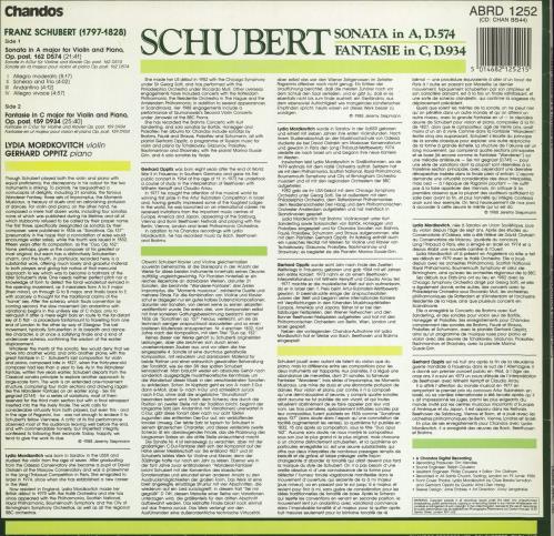 Lydia Mordkovitch Schubert: Sonata in A, D.574 / Fantasie in C, D.934 vinyl LP album (LP record) UK O0DLPSC771192