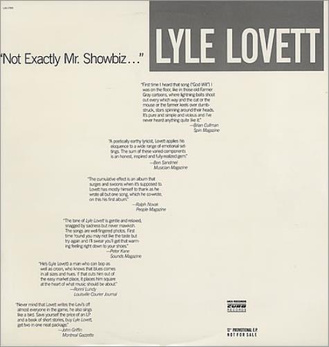 Lyle Lovett Not Exactly Mr. Showbiz 12" vinyl single (12 inch record / Maxi-single) US LYL12NO362303