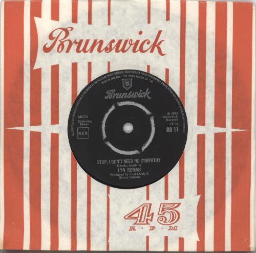 Lyn Roman Stop, I Don't Need No Sympathy 7" vinyl single (7 inch record / 45) UK LR407ST721871